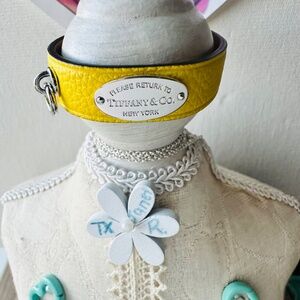 Return To Tiffany & Co Narrow Yellow Leather Bracelet, S/M, Silver